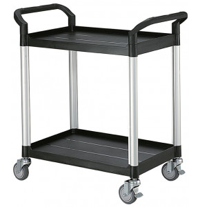 Multi-use plastic trolley -2 black trays - 850 x 480 x H950 mm