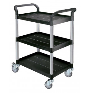 Chariot polyvalent noir - 3 plateaux - 800 x 480 x H1000 mm