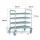 4 shelf monobloc stainless steel cart - 880 x 580 x H1015 mm
