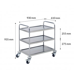 Light dismountable stainless steel cart ECO - 3 trays