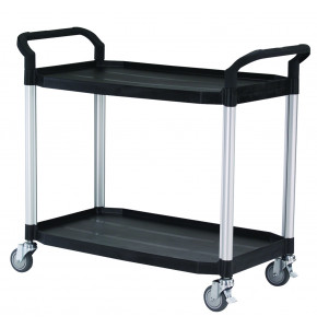 Multi-use plastic trolley - Black - 2 trays - 1100 x 520 x H950 mm
