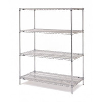 Chromed steel wire shelving with 4 shelves