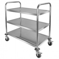 Stainless steel trolley with 3 trays - 710x410xH810 mm