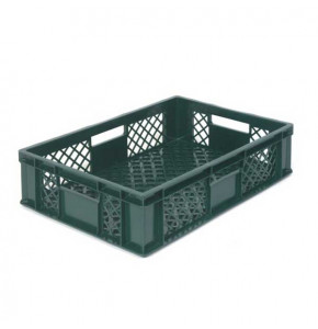 Bac EUROPE ajouré vert 600 x 400 x 150 mm - poignées ouvertes