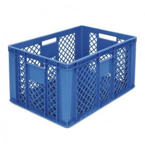 Bac EUROPE ajouré bleu 600 x 400 x 320 mm - poignées ouvertes