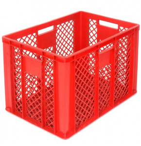 Bac EUROPE ajouré rouge 600 x 400 x 410 mm - poignées ouvertes
