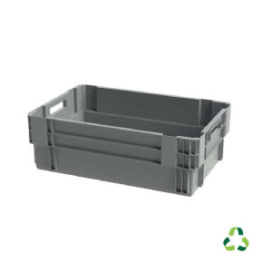 Bac gerbable emboitable plein - 600x400xH200 - gris