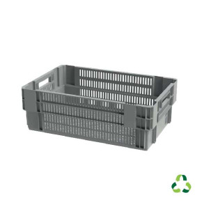Grey ventilated stack & nest container - 600x400xH200