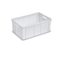 Bac alimentaire ajouré 60x40x24 cm - 50L PEHD blanc