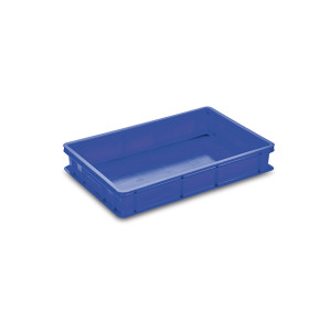 Bac alimentaire gerbable PEHD bleu norme Europe parois pleines – 600 x 400 mm