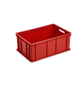 Bac alimentaire gerbable PEHD rouge norme Europe parois pleines – 600 x 400 mm