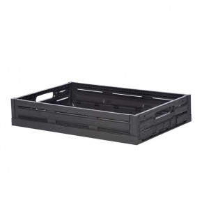 Plastic collapsible crate with wood effect