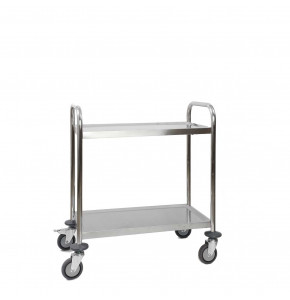 Stainless steel trolley with 2 trays - 710x410xH810 mm