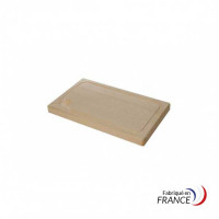 Planche en bois monobloc avec rigole et poche à jus - 35x22x2.5 cm 