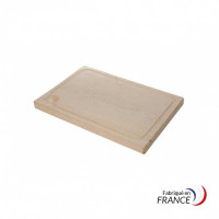 Planche monobloc en bois de hêtre avec rigole et poche à jus - 38x25x2.5 cm
