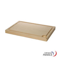 Planche monobloc en bois de hêtre avec rigole et poche à jus - 40x28x2.5 cm