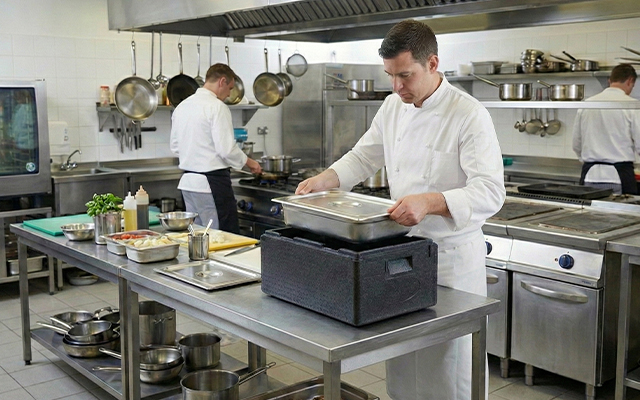 Nestable bins for caterers
